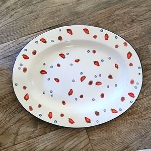 Bath & Body Works BERRY Oval Plate Platter Enamel Strawberry Blueberry Raspberry